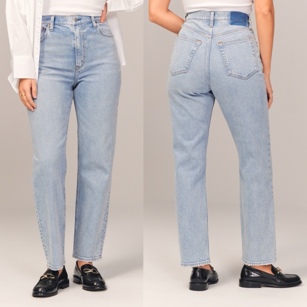 Abercrombie Curve Love Ultra High Rise Ankle Straight Jean in Light 33 / 16